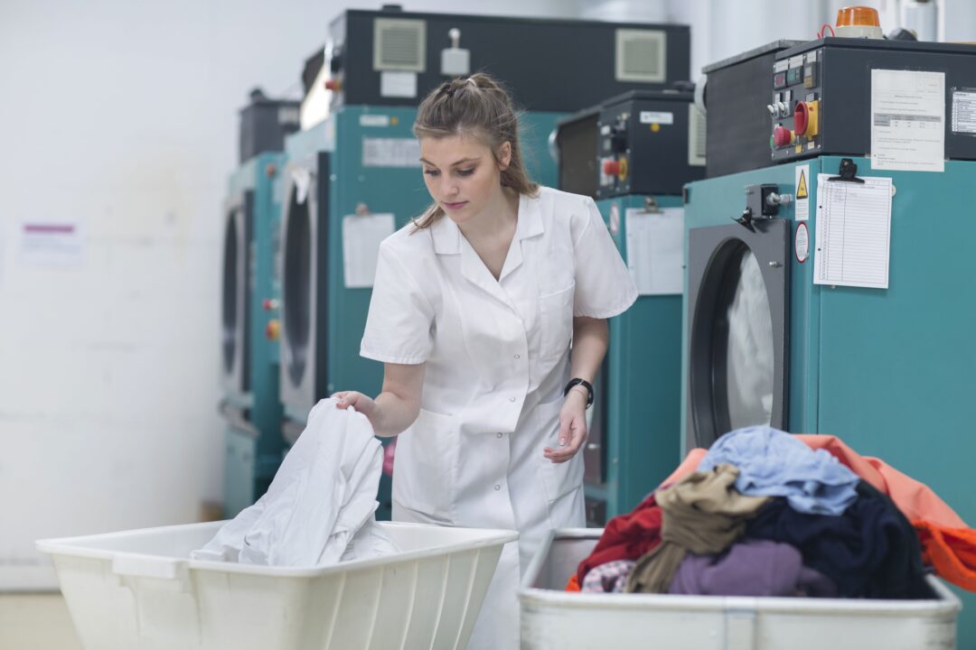 Professional washing machines in use
