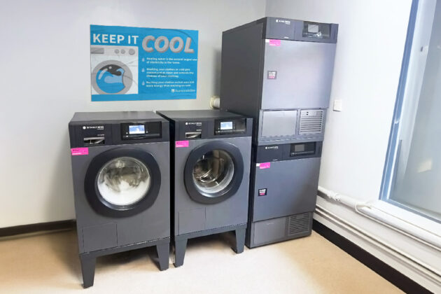 Sustainable laundry equipment for housing association shared laundry rooms